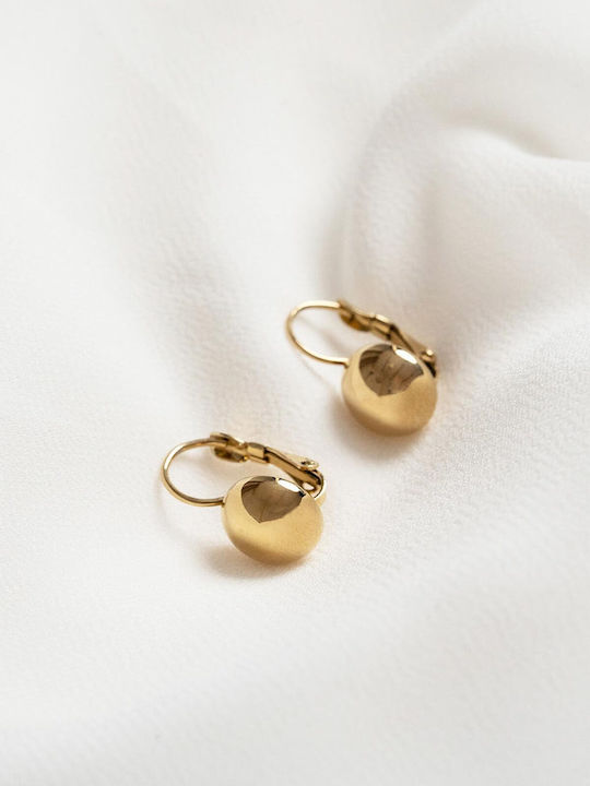 Late Again Dangle Steel Gold Plated Earrings