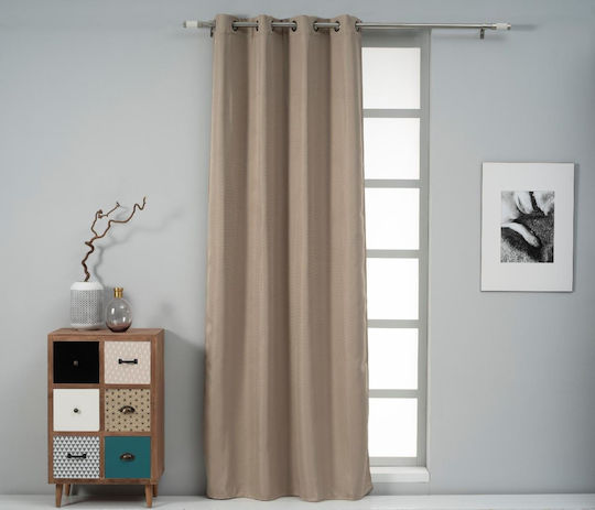 Blackout Curtain with Grommets Beige 140x260cm