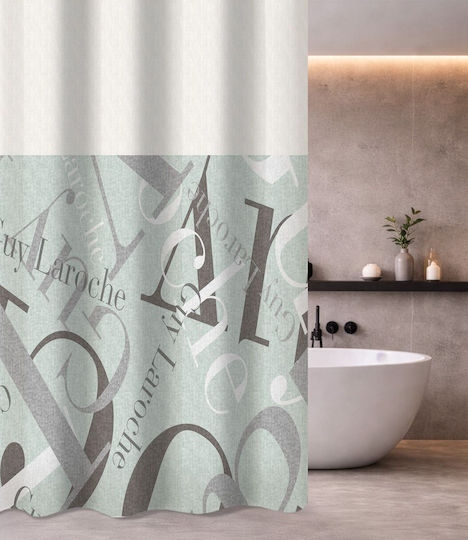 Guy Laroche Passport Shower Curtain Fabric with Grommets 240x185cm Mint