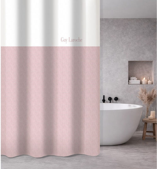 Guy Laroche Sandy Fabric Shower Curtain with Grommets 180x185cm Old Pink