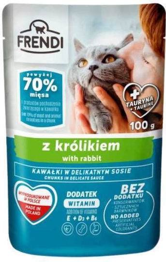 Frendi Wet Cat Food for Adult Cats in Pouches with Rabbit and Meat 24x100gr