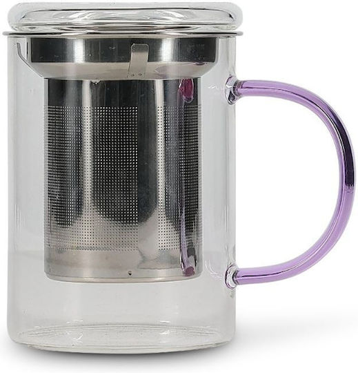 Ona Tasse Metallisch Mit Deckel Lila 430ml