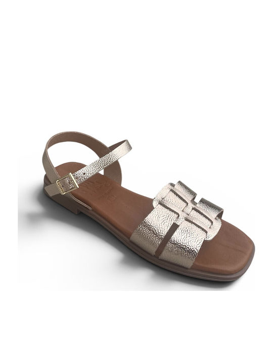 Oh My Sandals Δερμάτινα Γυναικεία Σανδάλια Ασημί