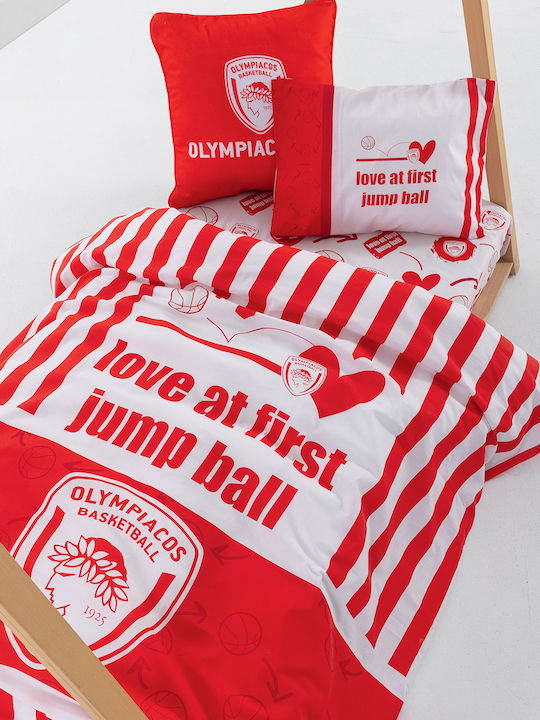 Palamaiki Σετ Μονά με Λάστιχο Olympiacos B.c. Κόκκινο 130x170cm