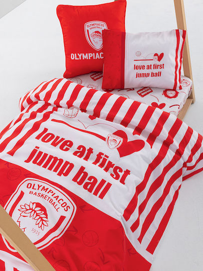 Palamaiki Kinderbettlaken Set Mit Gummizug Olympiacos B.c. Rot 130x170cm