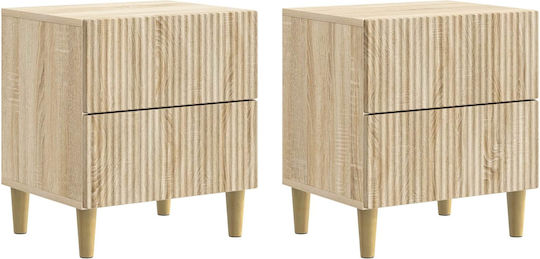 Wooden Beige Bedside Tables 2 Pieces 43x34.5x48cm