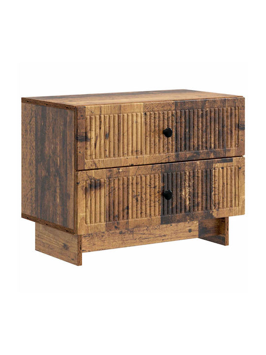 Wooden Bedside Table Beige 62x34.5x47.5cm