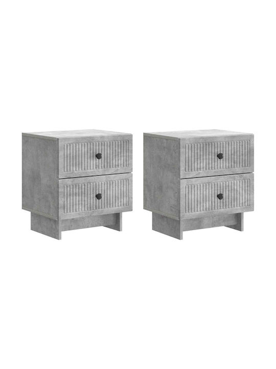 Wooden Gray Bedside Tables 2 Pieces 43x34.5x47.5cm