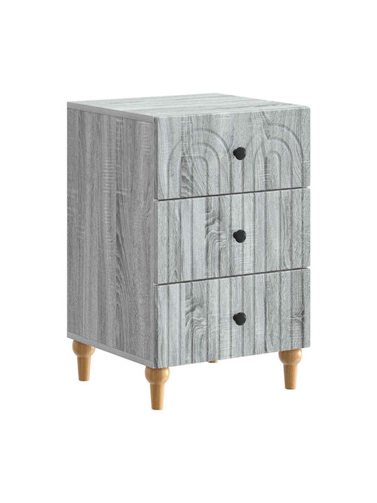 Wooden Bedside Table with Metal Legs Gray 43x41...
