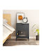 Metal Bedside Table With Gray Glass Surface 40x30x54.5cm