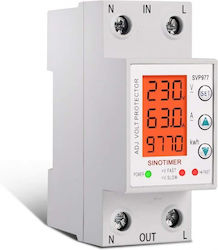 Releu Digital de Siguranță Protecție la Tensiune Sinotimer Programabil Între 1-63a 220v Recuperare Automată Svp-977 Releu Digital de Siguranță Protecție la Tensiune Sinotimer Programabil Între 1-63a 220v Recuperare Automată Svp-977