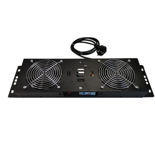 Mirsan Mr.fan2wt.01 Вентилаторен Модул 490x135x45мм 2x Вентилатора Аналогов Термостат Подходящ за 19" Rack Инсталация