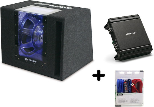 Alpine Sbg-1244bp Bandpass Subwoofer Package 30cm 12" + Mrv-m250 1-channel Amplifier + 350940 Aiv 10mm² Wiring Kit