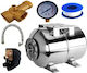 Kit Hydrofor 24 L Oțel Inoxidabil Include Comutator De Presiune Manometru Conector Din Bronz Cu 5 Căi Furtun Din Oțel Inoxidabil 60 Cm Cot Cobi Smart