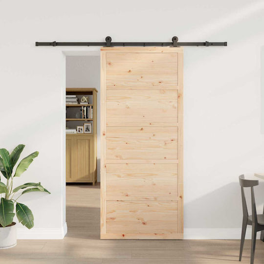 Ușă Glisantă Natural 100 X 208 Cm Lemn Masiv De Pin 3445611 Maro