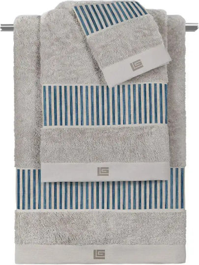 Guy Laroche Bath Towels Set of 3 pcs Avene Denim-Silver 70x140 cm Weight 500 gsm