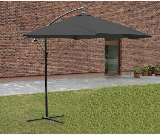 Umbrelă Suspendată Metalică Gri 3x3m