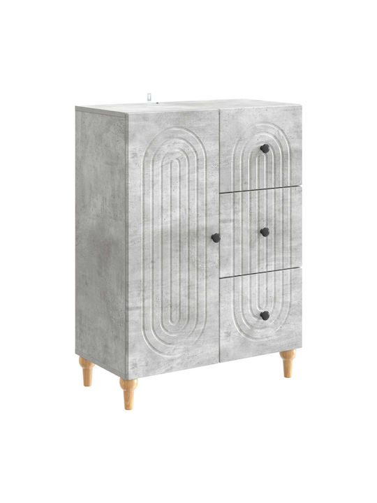 Wooden Sideboard with Drawers Concrete Gray 66x34.5x90cm