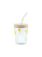 Estia Lemoni Water Glass in Yellow with Straw 420ml