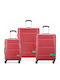 Delsey Paris X Suitcases Hard Red with 4 Wheels Set of 3 Pieces