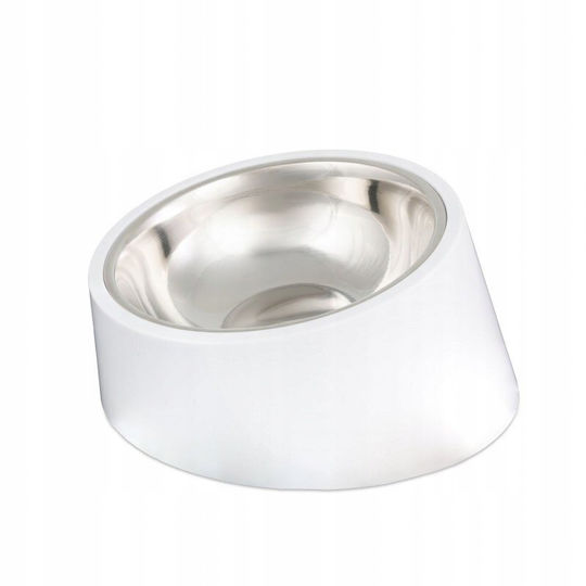 Barry King Stainless Steel Food Bowl for Dog & Cat with Stand 240ml in White Color