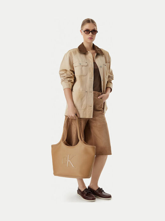 Calvin Klein Bold Ck Women's Shoulder Bag Beige