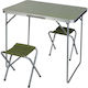 Enero Steel Camping Table Set Foldable in Case 80x60x70cm Green