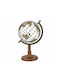 Artekko Solis Golden Metallic Globe Wooden Base 23.5x20x36.5 Cm