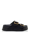Myconian Women's Flat Sandals Flatforms Black Suede