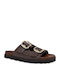 Δερμάτινα Γυναικεία Σανδάλια Καφέ