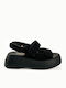 Leather Women's Flat Sandals Flatforms Black