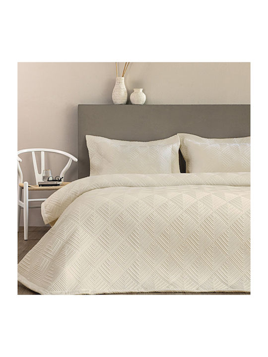 Palamaiki Wed106 Σετ Κουβερλί Υπέρδιπλο Microfiber Ecru 240x260cm