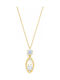 Daskalakis Necklace With Tear Design In 9 K Gold With Diamond & Black Zircon