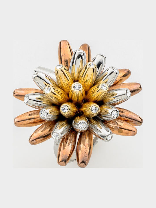 Women's Ring with Stones Silver Gold Plated