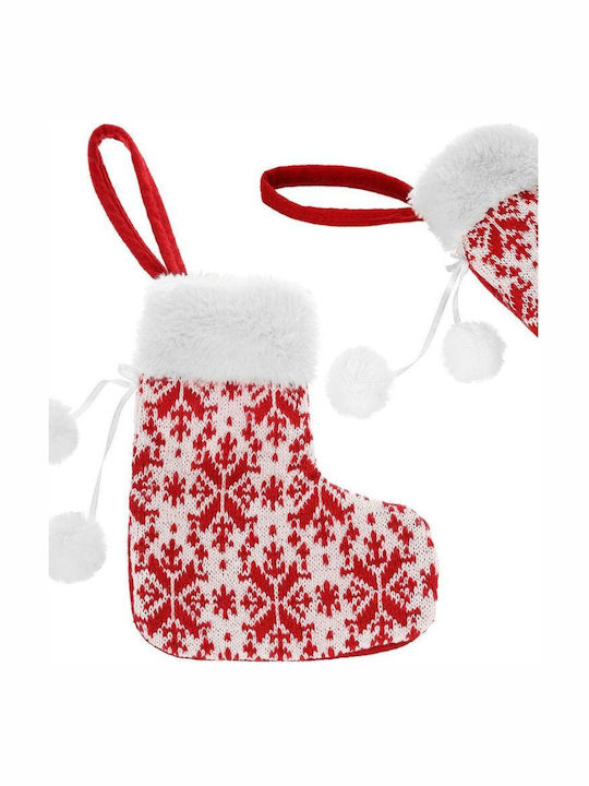 Christmas Decorative Sock Made of Polyester with Tree M19xW16cm White