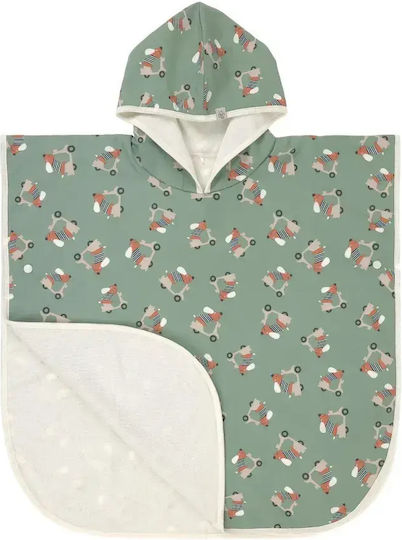 Kid's Beach Poncho Upf 80 Protection Lassig Scooter Dog Green 60x60cm