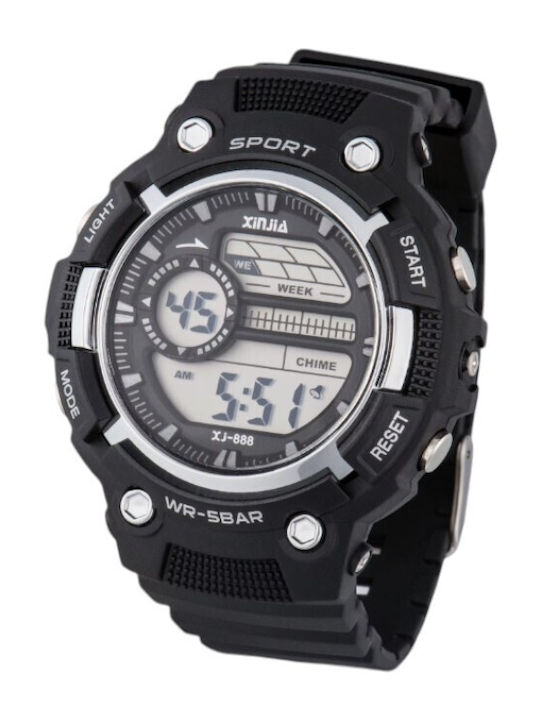 Digital Men's Watch 40mm Battery With Rubber Strap Black/Silver