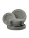 Tragar Shallow Porcelain Gray Plate 6 Pieces