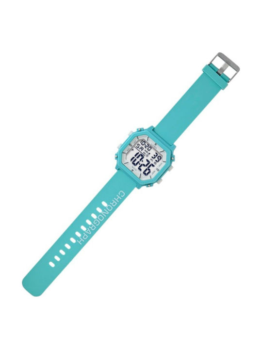 Lasika Digital Men's Watch 45mm Battery with Green Rubber Strap