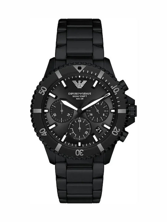 Michael Kors Emporio Armani Men's Watch 43mm Chronograph Battery with Black Metal Bracelet