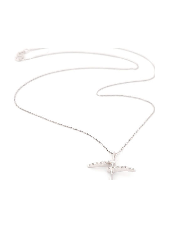 Women's White Gold 18K Cross with Chain