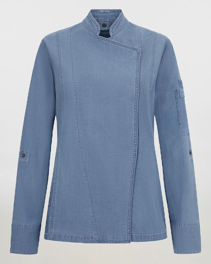 Haină De Bucătar Pentru Femei Mânecă Lungă Velilla 405212sw Denim Albastru Deschis