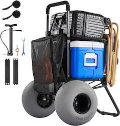 Vevor Beach Dolly Big Wheels Sand 460 X 375 Mm Cargo Deck Folding Sand Cart 320 Mm Balloon Wheels 75 Kg Load Capacity 855-1150 Mm Adjustable Height Heavy Duty Cart Beach Camping
