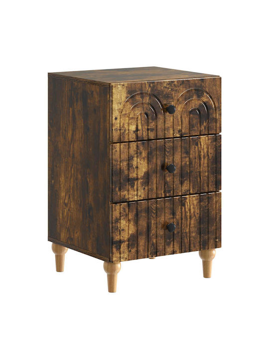 Wooden Bedside Table with Brown Metal Legs 43x41x66.5cm