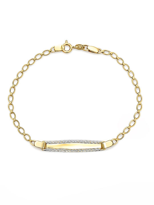Daskalakis Kids Bracelet ID From 9K Gold With Stones