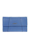Large Leather Women's Wallet with RFID Light Blue