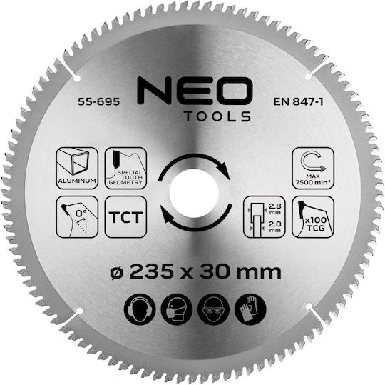 Neo Saw Blade Carbide 235 X 30 Mm 100 Teeth Aluminum