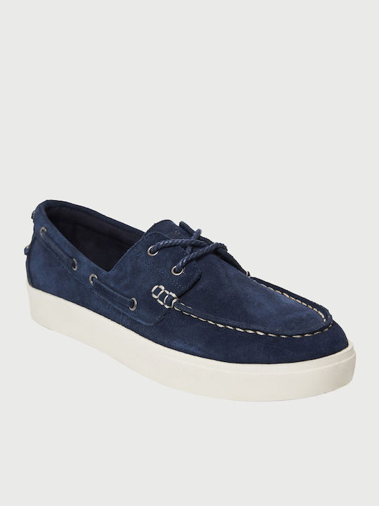 Funky Buddha Suede Men's Boat Shoes in Blue Colour