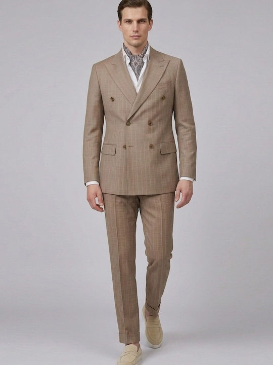 Ανδρικό Κοστούμι με Στενή Εφαρμογή Beige
