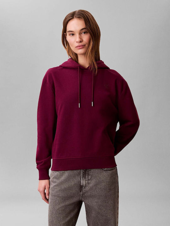 Calvin Klein Long Women's Sweatshirt Hooded Purple
